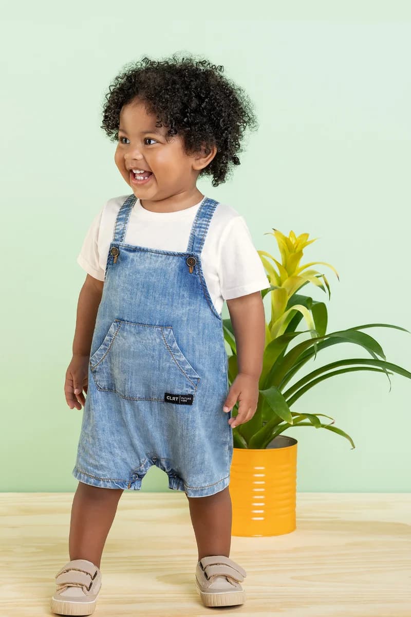Jardineira Infantil Cachorrinhos com Blusinha Elian